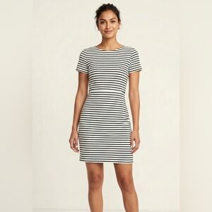 BANANA REPUBLIC Black/White Striped Scoop Neck Sheath Mini Dress- Size 0P